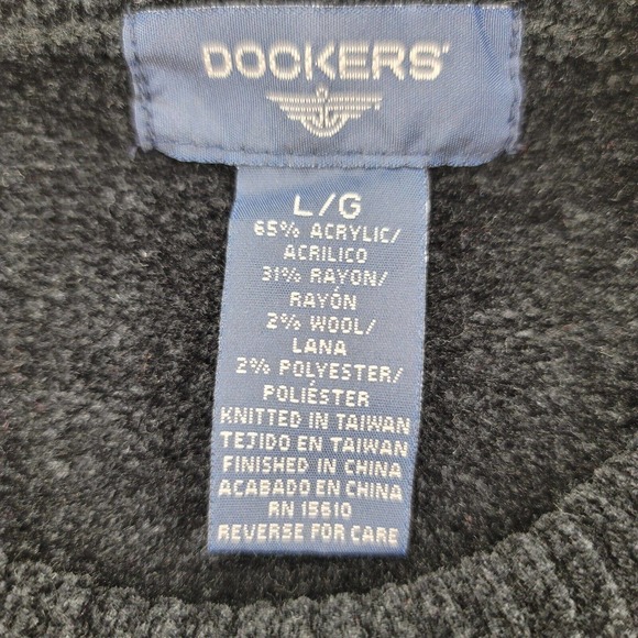 Dockers Sweater Mens Large Black Plaid wool Vintage Long Sleeve Grandpacore - Picture 9 of 12